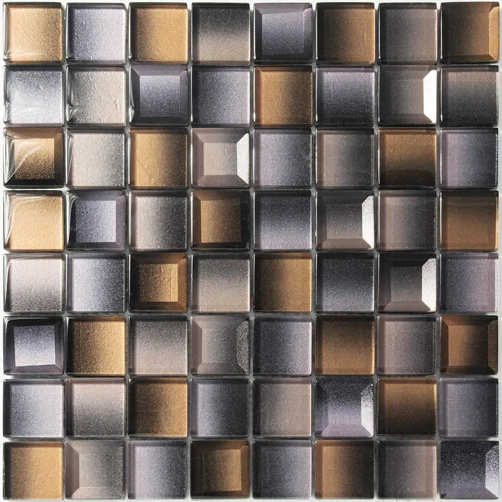 Mosaique 30x30 verre effet 3D Dégradé de orange gris beige et noir